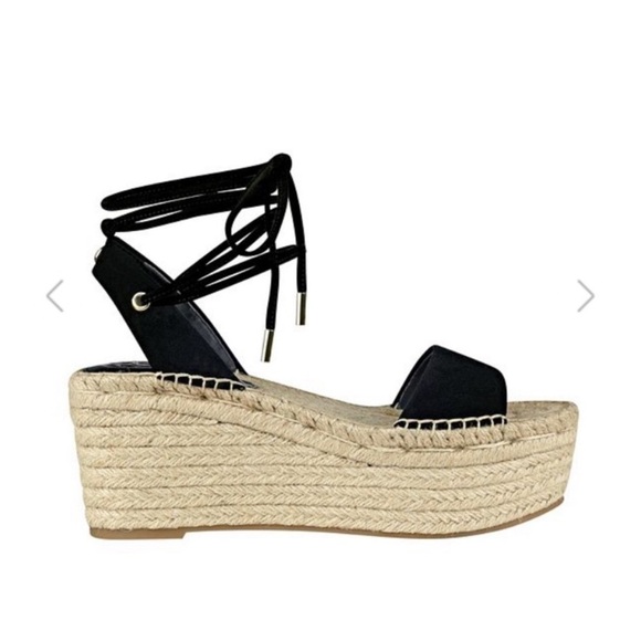 RARE Guess Ronisa Espadrille Wedges in Black Size 8 - Picture 2 of 7